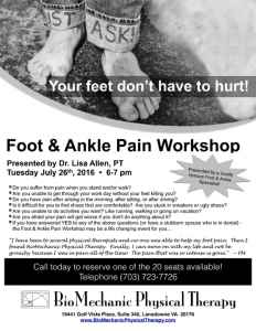 Foot and Ankle Pain Workshop Flyer